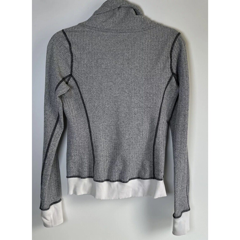 Lululemon Jacket Womens 8 Gray Herringbone Zip Up Athletic Yoga Fitted High Neck - Picture 7 of 16